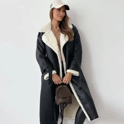 Luxus Trenchcoat Lang Shearling Gefüttert Winter