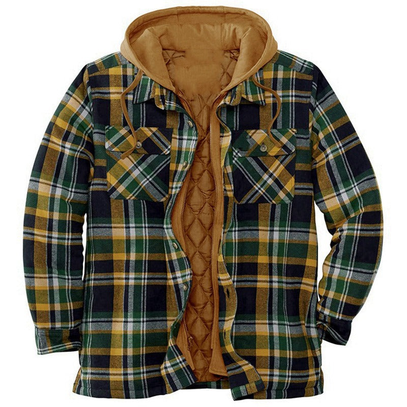 Lässige Hemdjacke Kapuze Flanell Karomuster