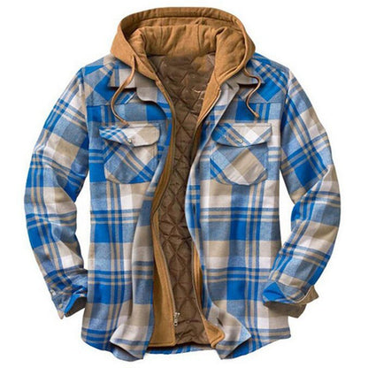 Lässige Hemdjacke Kapuze Flanell Karomuster