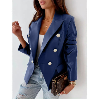 Schicke Ledjacke Damen Tailliert Schulterpolster