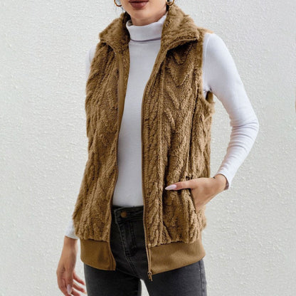 Kleid Ohne Ärmel Fleece Jacquard Reißverschluss