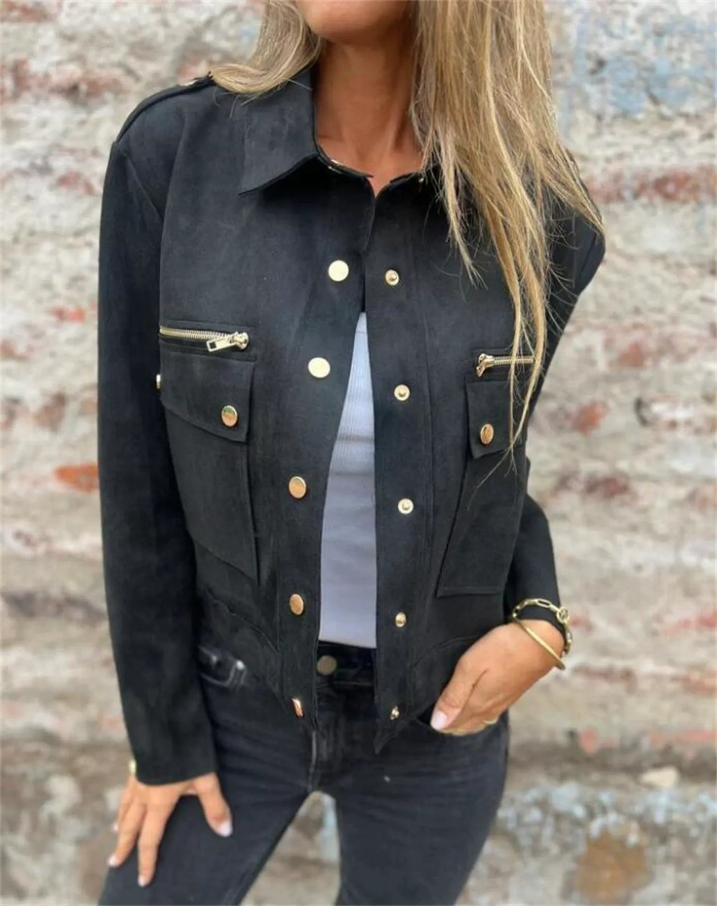Lederjacke Weich Elegant Klassisch Reißverschluss
