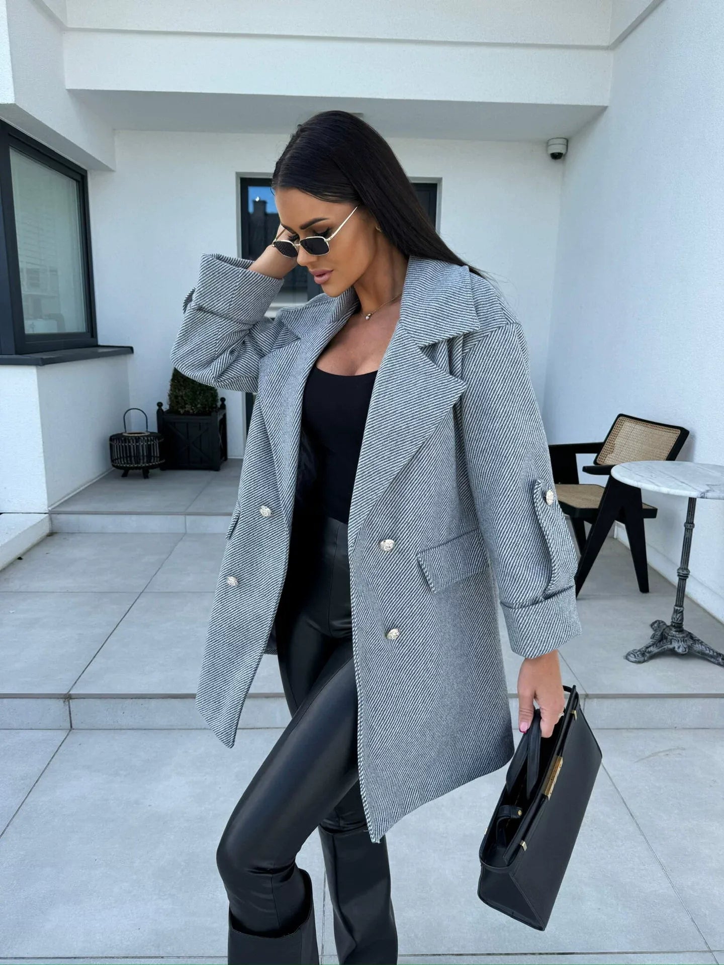 Wollmantel Damen Modern Knielang