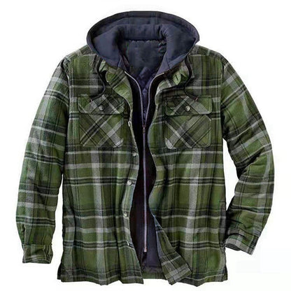 Lässige Hemdjacke Kapuze Flanell Karomuster