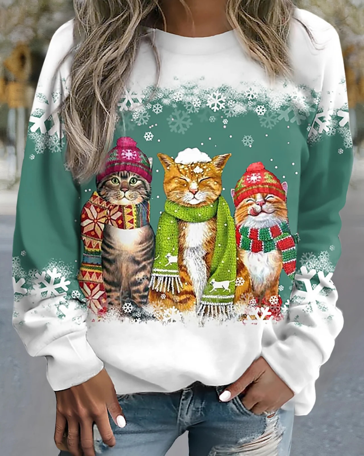 Bequemes Sweatshirt Mit Grafikdruck Locker Geschnürt