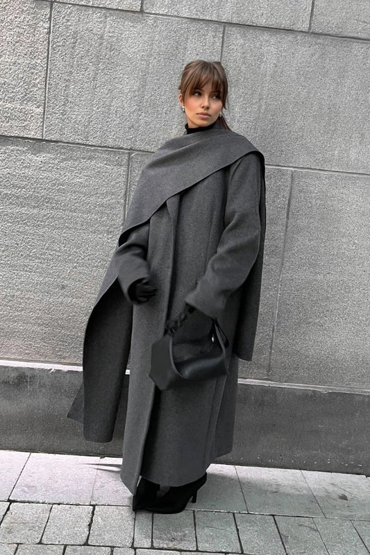 Eleganter Damen Mantel Cape Stil Lange Übergröße - IdealeKleiden