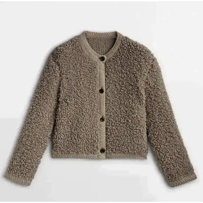 Teddyjacke Damen Lockere Passform Weich Rundhals