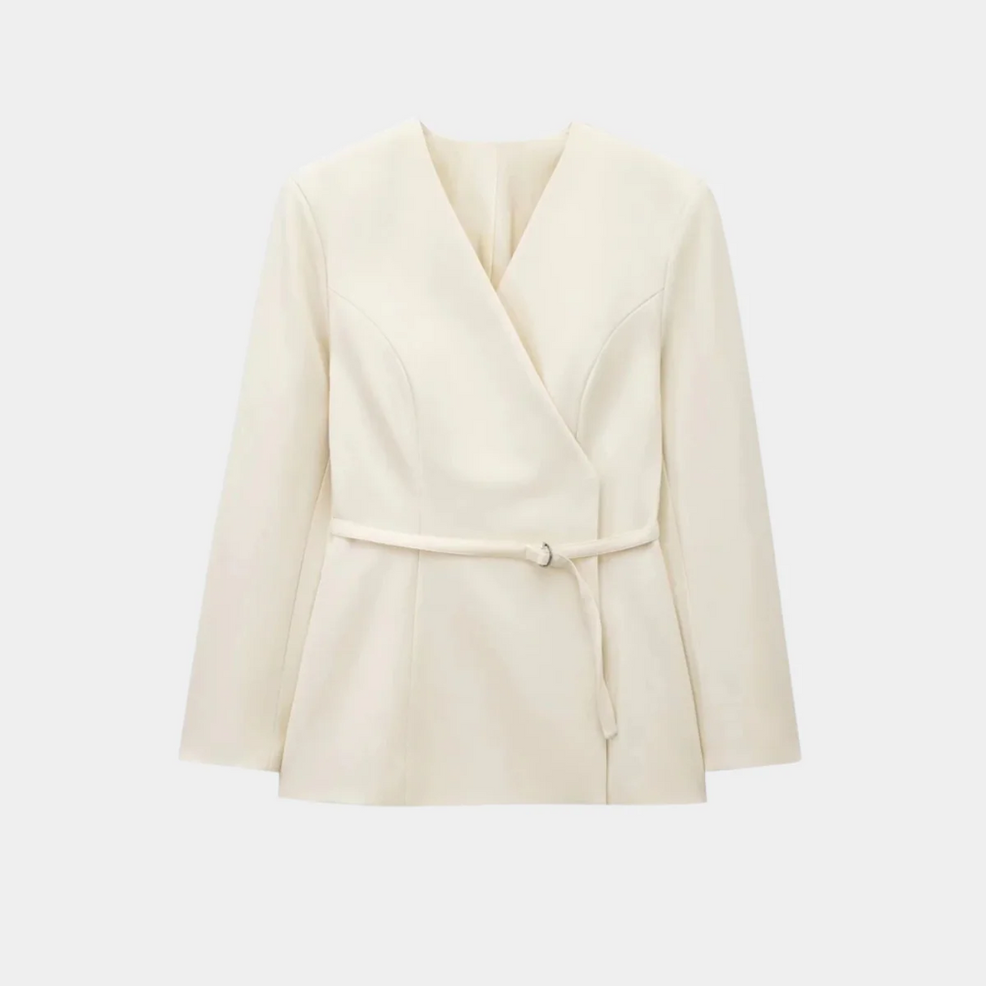 Elegante Damenjacke Langarm Wickelblazer Mit Gürtel