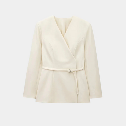 Elegante Damenjacke Langarm Wickelblazer Mit Gürtel