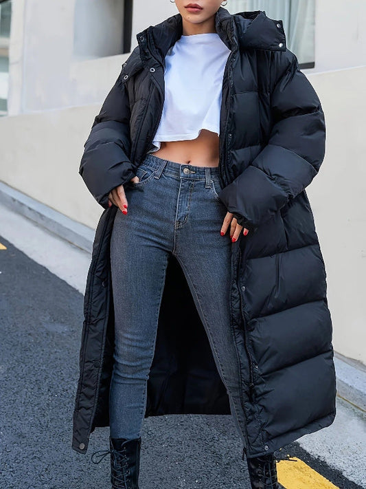Übergroße Pufferjacke Warm Kapuze Damen - IdealeKleiden