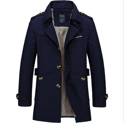 Herren Trenchcoat Lang Wasserfest Elegant - IdealeKleiden