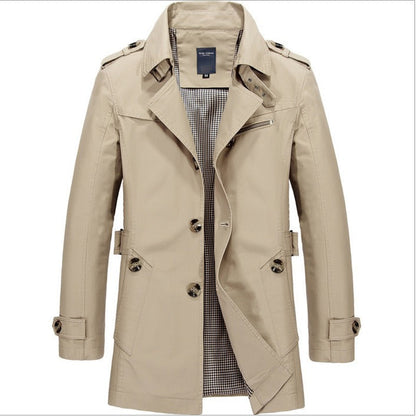 Herren Trenchcoat Lang Wasserfest Elegant