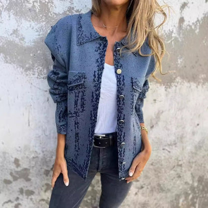 Modisches Damenkleid Jeans Lockere Passform Lange Ärmel - IdealeKleiden