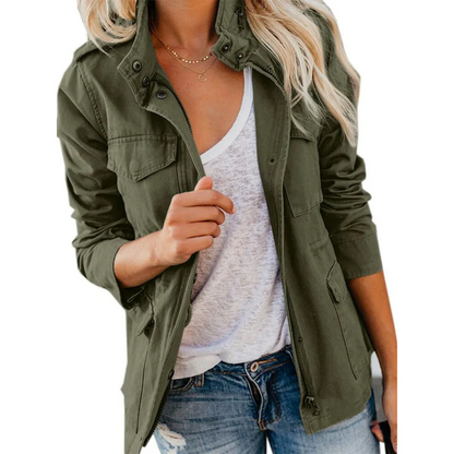Praktische Outdoor-Jacke Locker Sitzend Mit Reißverschluss - IdealeKleiden