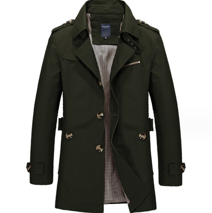 Herren Trenchcoat Lang Wasserfest Elegant