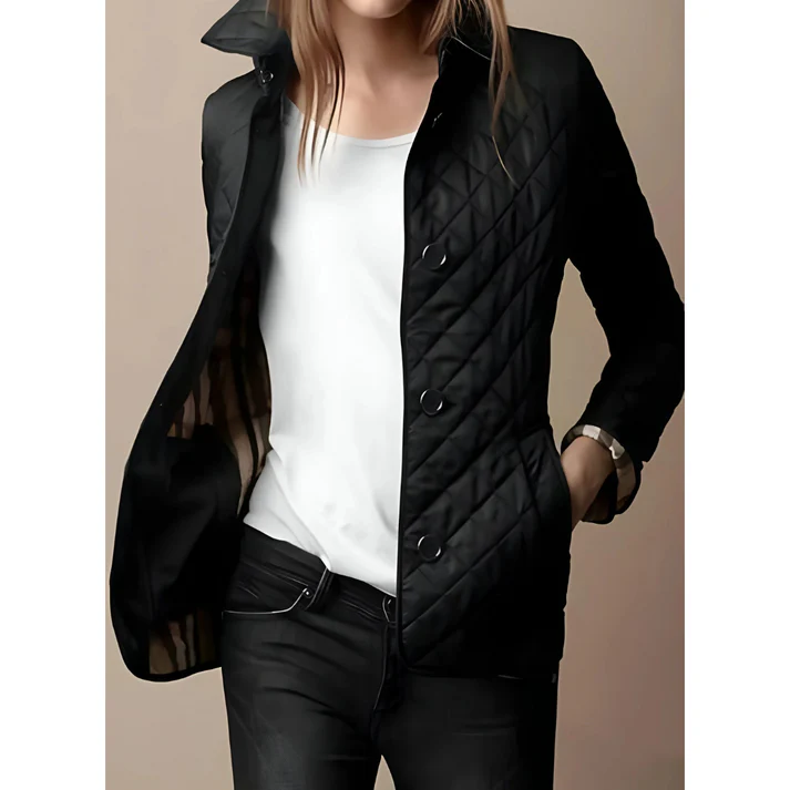 Elegante Steppjacke Damen Taillierte Fit Diamant Muster