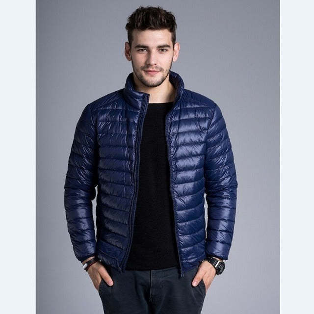 Herren Steppjacke Kapuze Reißverschluss Warm
