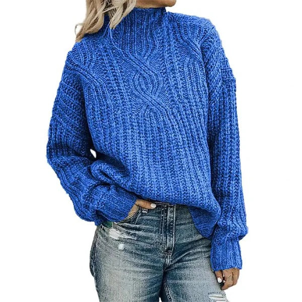 Große Damenkleid Wollmix Oversized Kabelstrick
