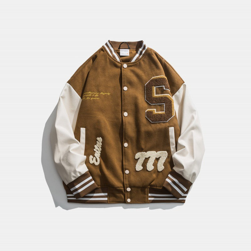 Herren Jacke Stylish Aufnäher Design Leo