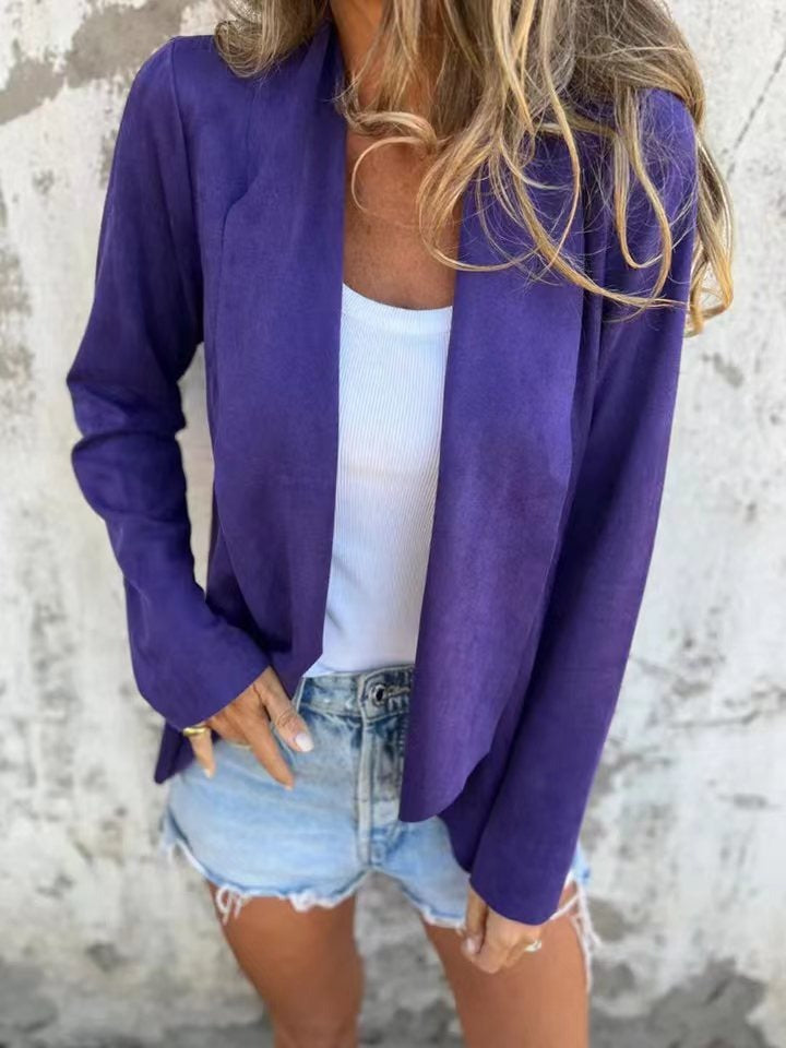 Lässige Strickjacke Weich Wildleder Optik
