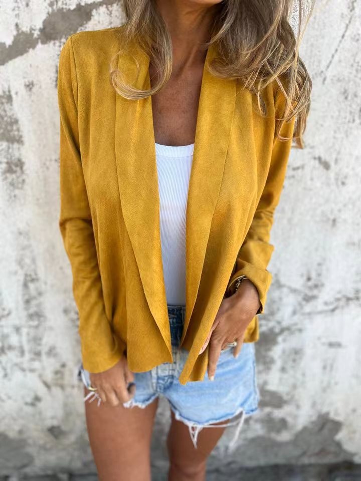 Lässige Strickjacke Weich Wildleder Optik