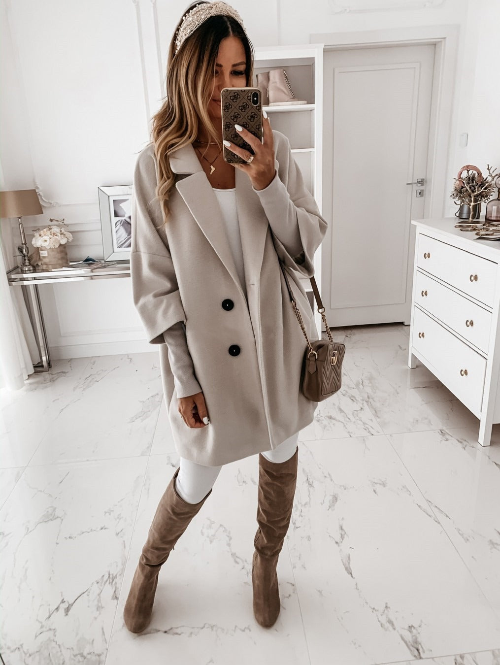 Mantel Damen Oversized Wollmantel Klassisch