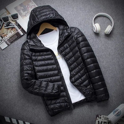 Herren Steppjacke Kapuze Reißverschluss Warm - IdealeKleiden