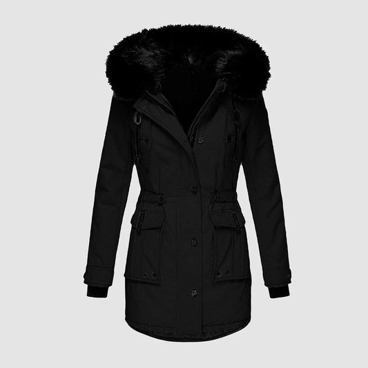 Lange Damenjacke Elegant Taillierte Passform - IdealeKleiden