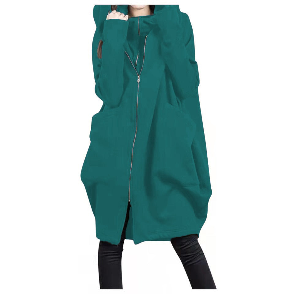 Damen Mantel Oversized Kapuze Weich