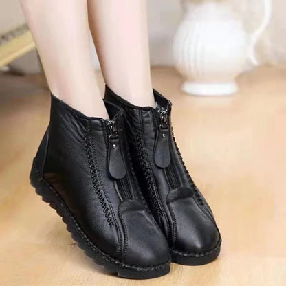 Stylische Ankle Boots Leder Optik Chunky Sohle