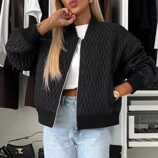 Winter Jacke Steppjacke Kurz Boxy Reißverschluss - IdealeKleiden