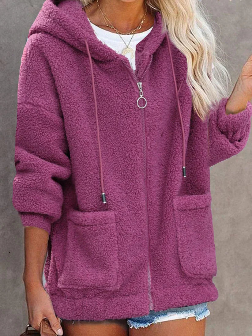 Freya - Plüschjacke Oversized mit Reißverschluss