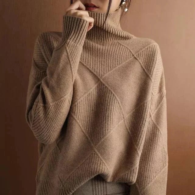 Stylische Damenpullover Ripp-Turtleneck-Design