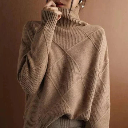 Stylische Damenpullover Ripp-Turtleneck-Design