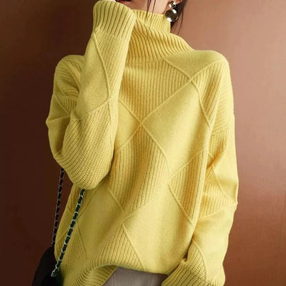Stylische Damenpullover Ripp-Turtleneck-Design