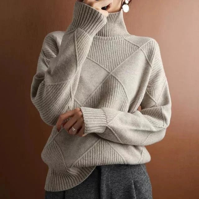 Stylische Damenpullover Ripp-Turtleneck-Design