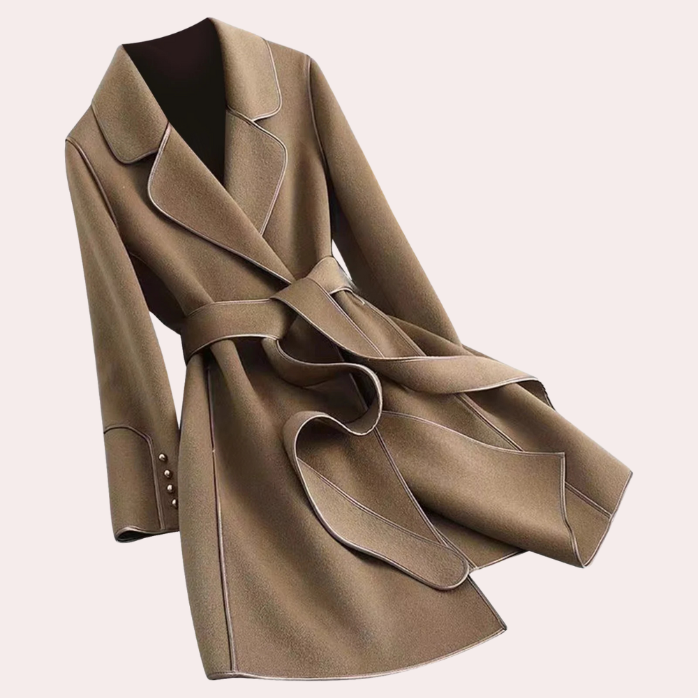Eleganter Damen Wintermantel Gürtel Stil