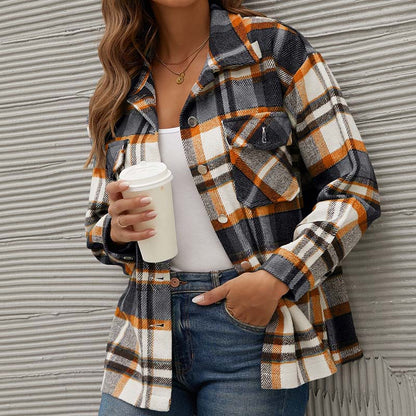 Karierter Wintermantel Damen Herbstmode