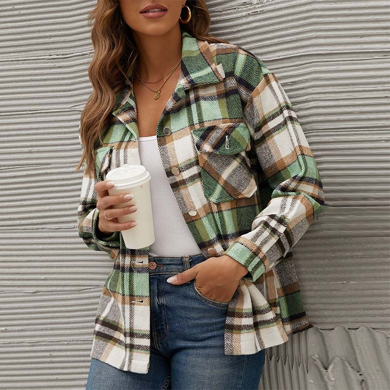 Karierter Wintermantel Damen Herbstmode