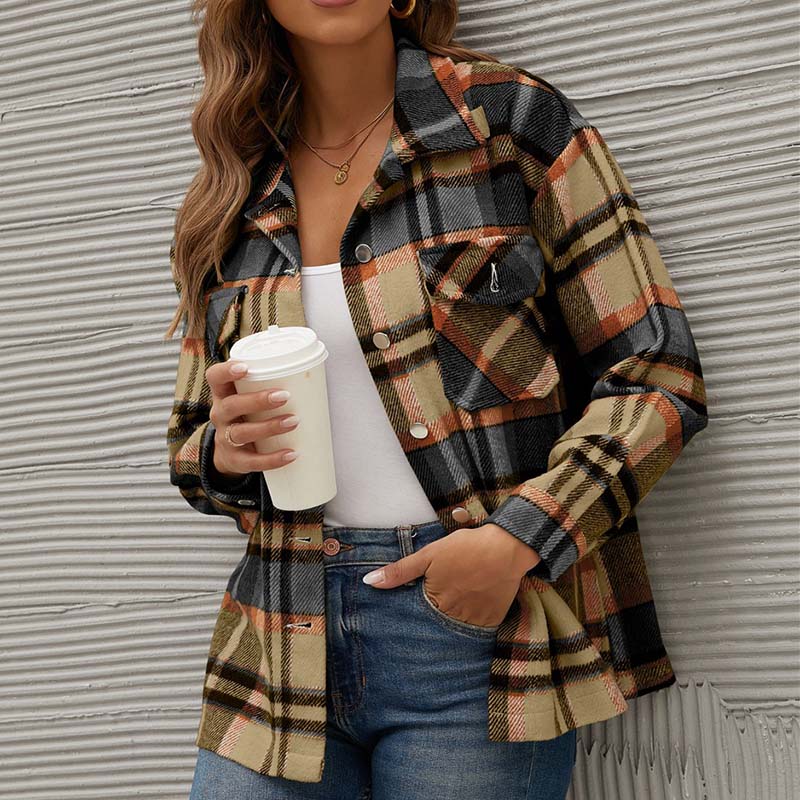 Karierter Wintermantel Damen Herbstmode