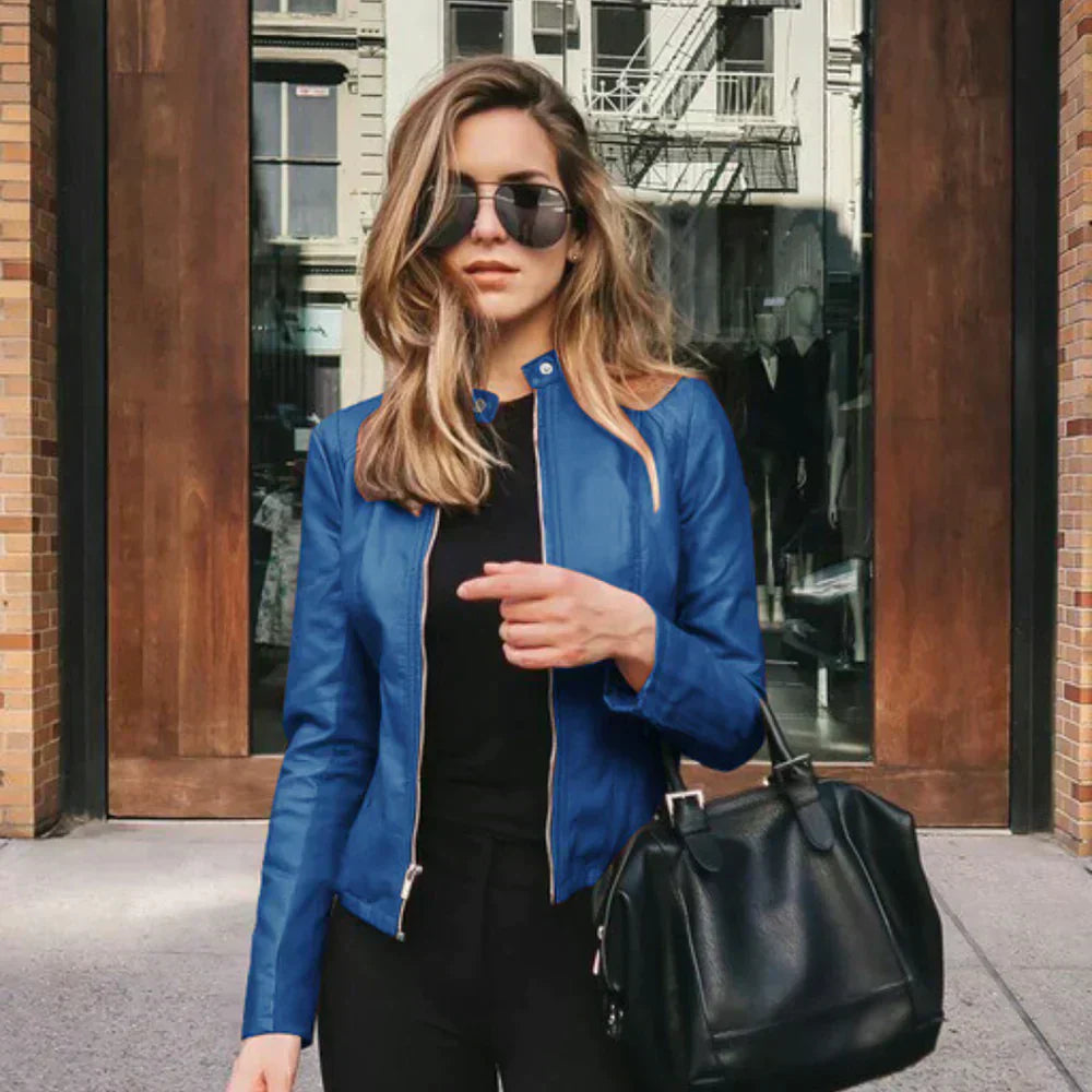Italienische Lederjacke Elegant Schwarz