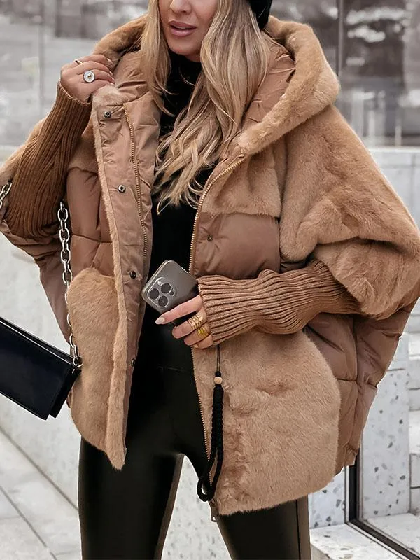 Damen Bomberjacke Kapuze Trendy Style