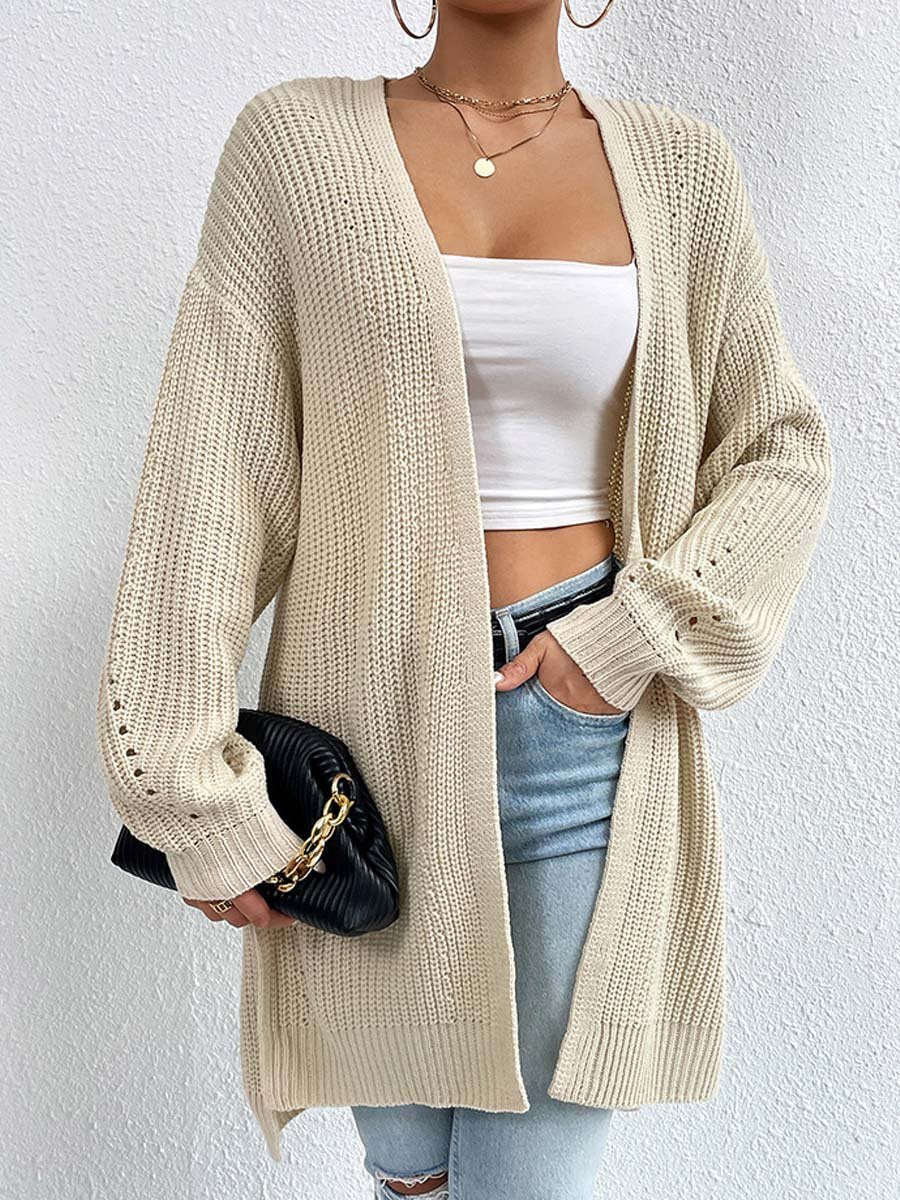 Kuschelige Cardigans | Lockere Mittellange Strickjacke V-Ausschnitt Bequem