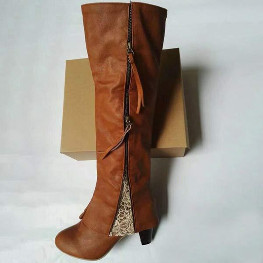 Elegante Stiefel Weinlese Hochhackig - IdealeKleiden