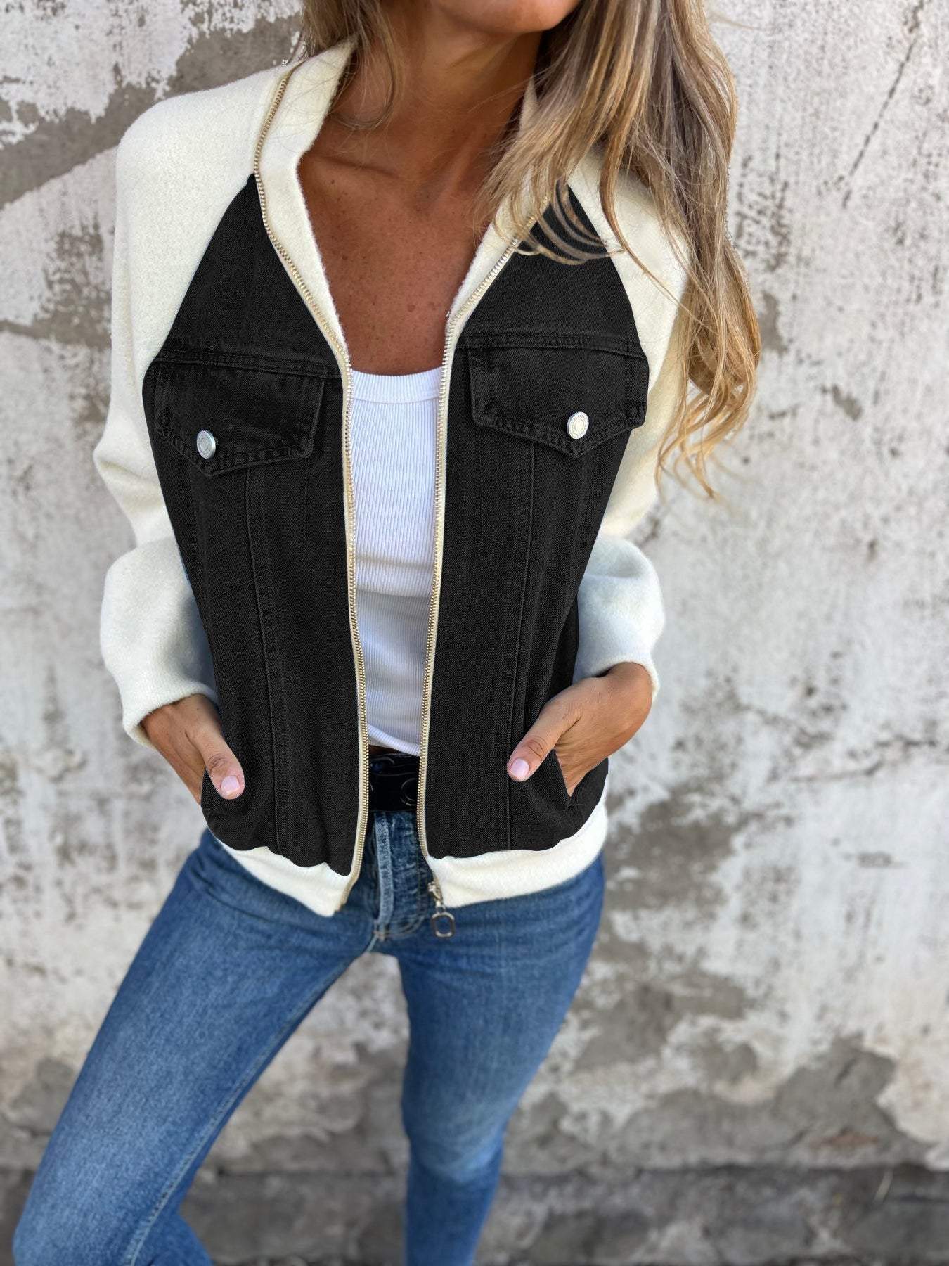 Modische YKK Jacke Lässig V-Ausschnitt