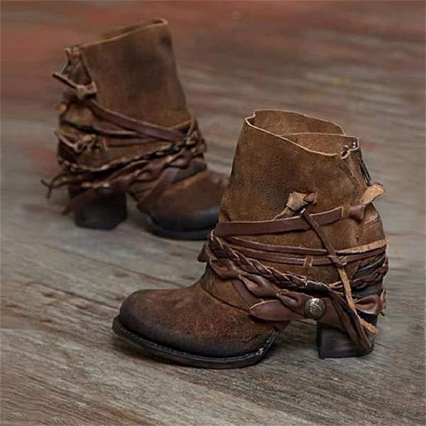 Weinlese Stiefel Elegant Schwarz - IdealeKleiden