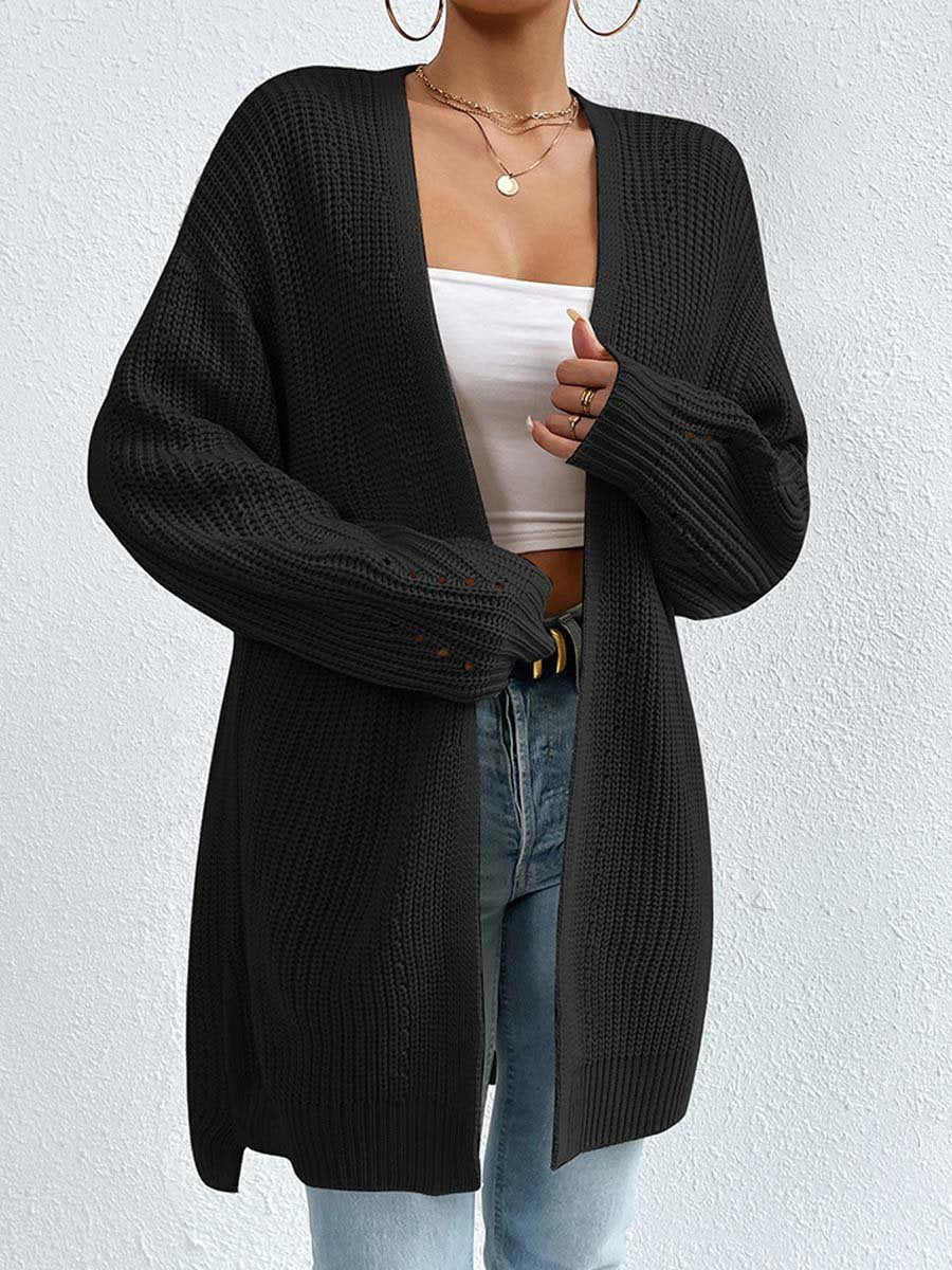 Kuschelige Cardigans | Lockere Mittellange Strickjacke V-Ausschnitt Bequem