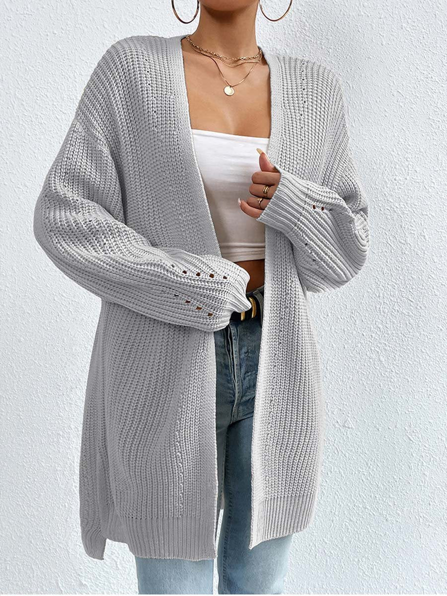 Kuschelige Cardigans | Lockere Mittellange Strickjacke V-Ausschnitt Bequem