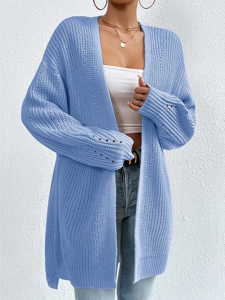 Kuschelige Cardigans | Lockere Mittellange Strickjacke V-Ausschnitt Bequem