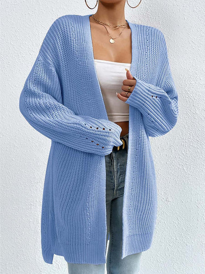 Kuschelige Cardigans | Lockere Mittellange Strickjacke V-Ausschnitt Bequem